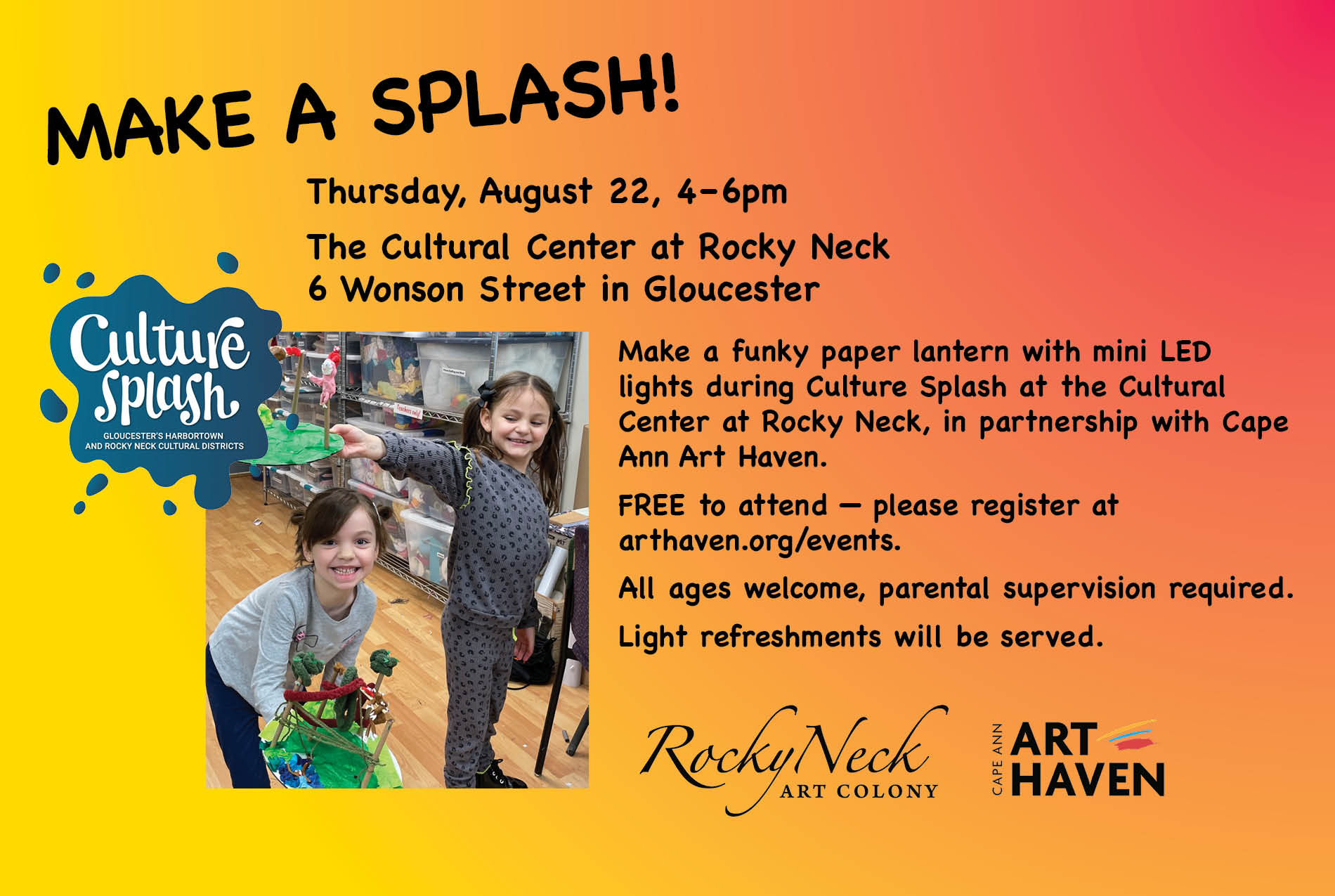 Make A Splash! Culture Splash Event on Rocky Neck